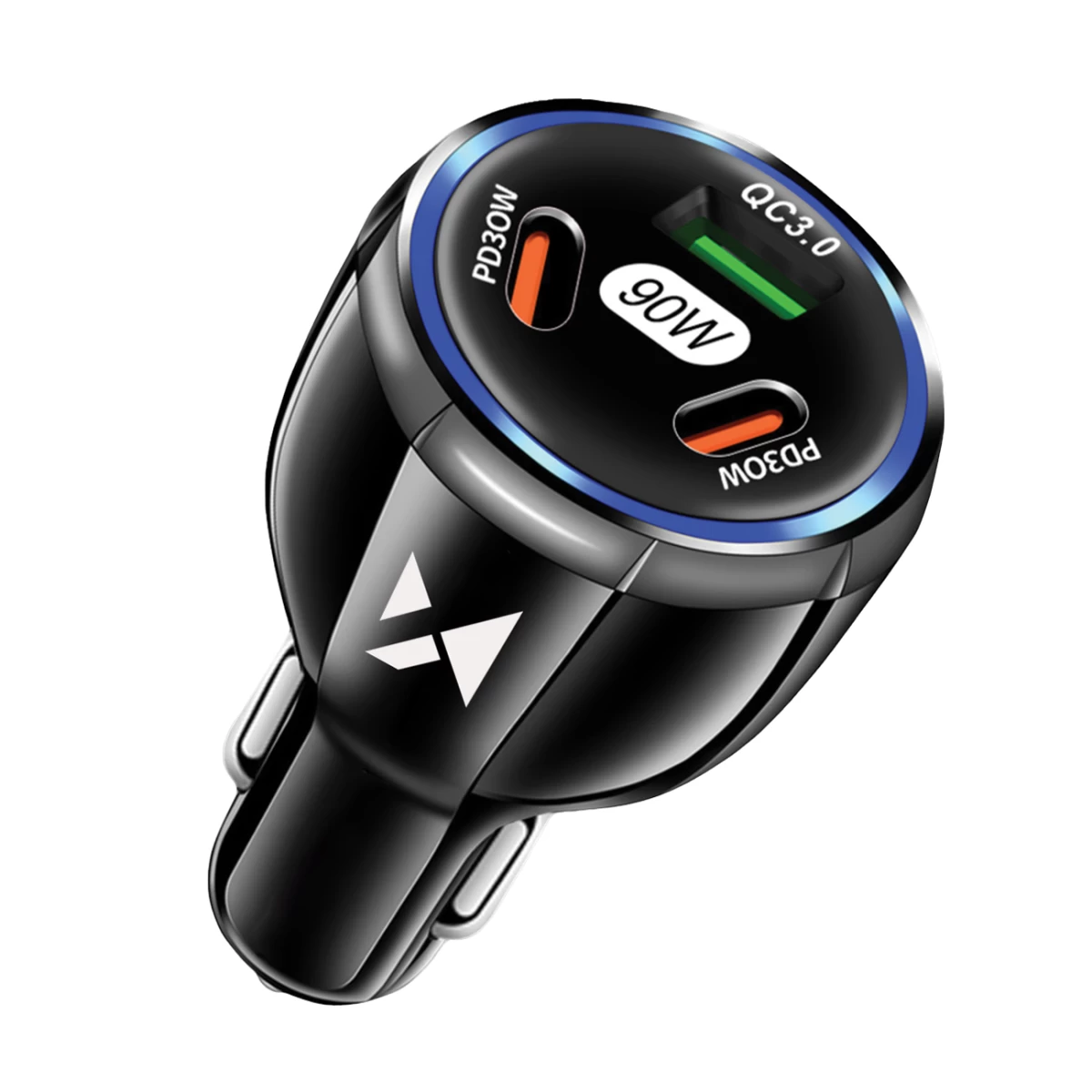 Automobilinis įkroviklis 2x Usb-c 1x Usb-a 90w Pd Qc Juodas
