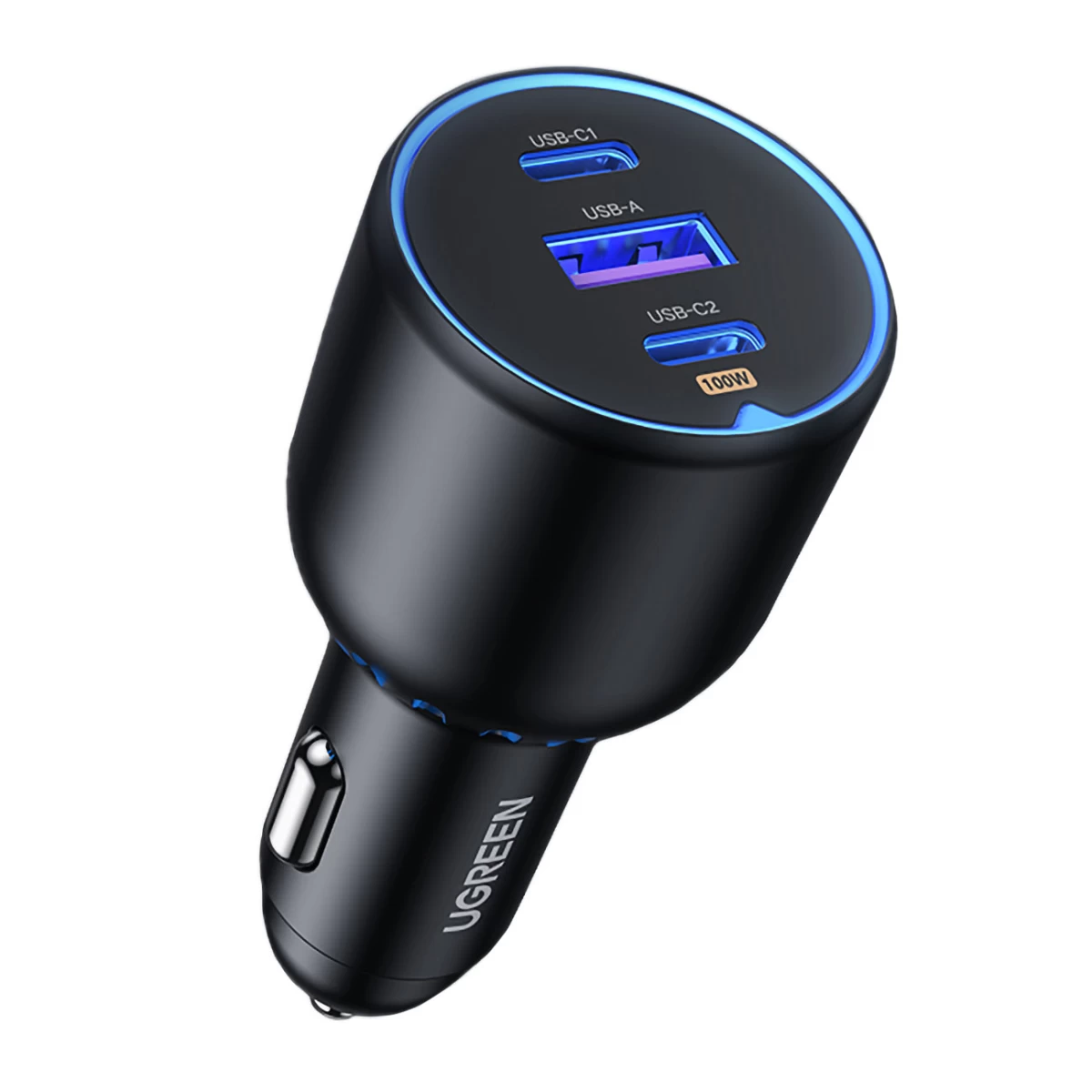 Automobilinis įkroviklis 2x Usb-c Pd Ir 1x Usb-a 130w, Juodas