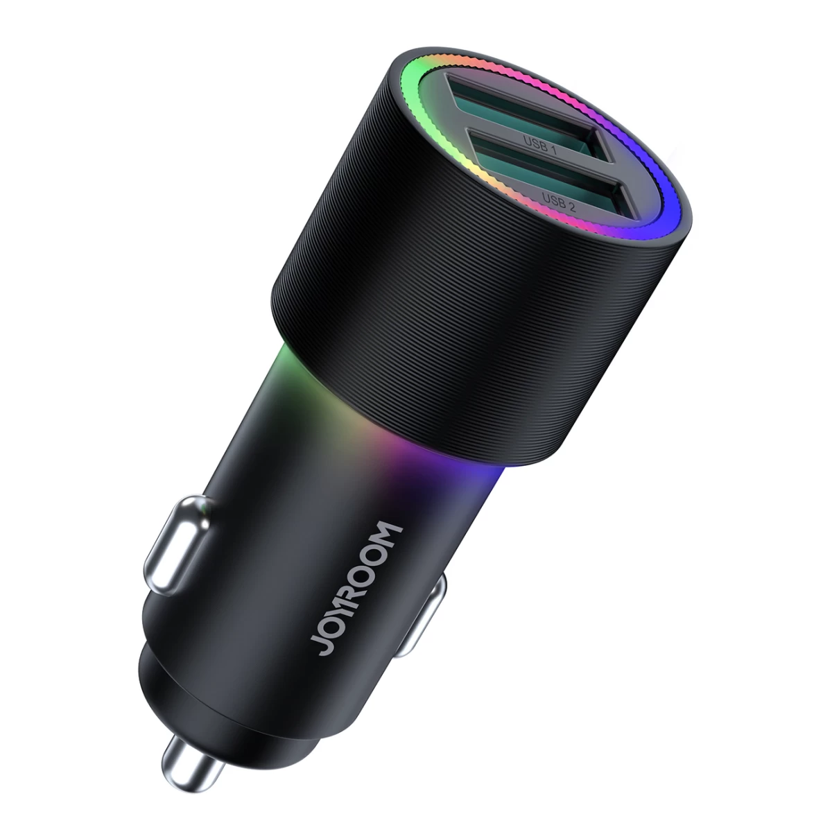 Automobilinis įkroviklis 2x Usb Su Apšvietimu 24w Juodas