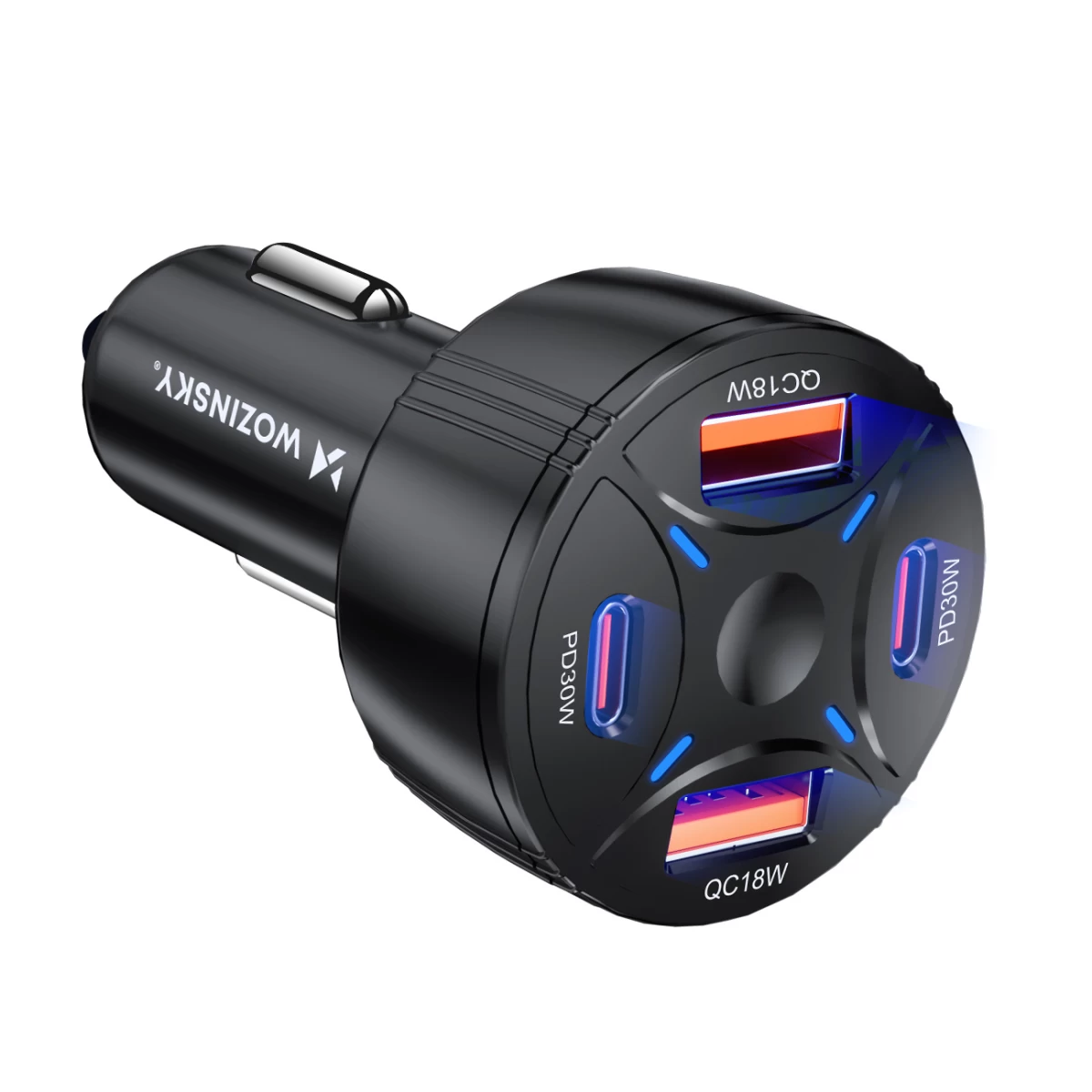Automobilinis įkroviklis 2xusb-c 2xusb-a 60w - Juodas