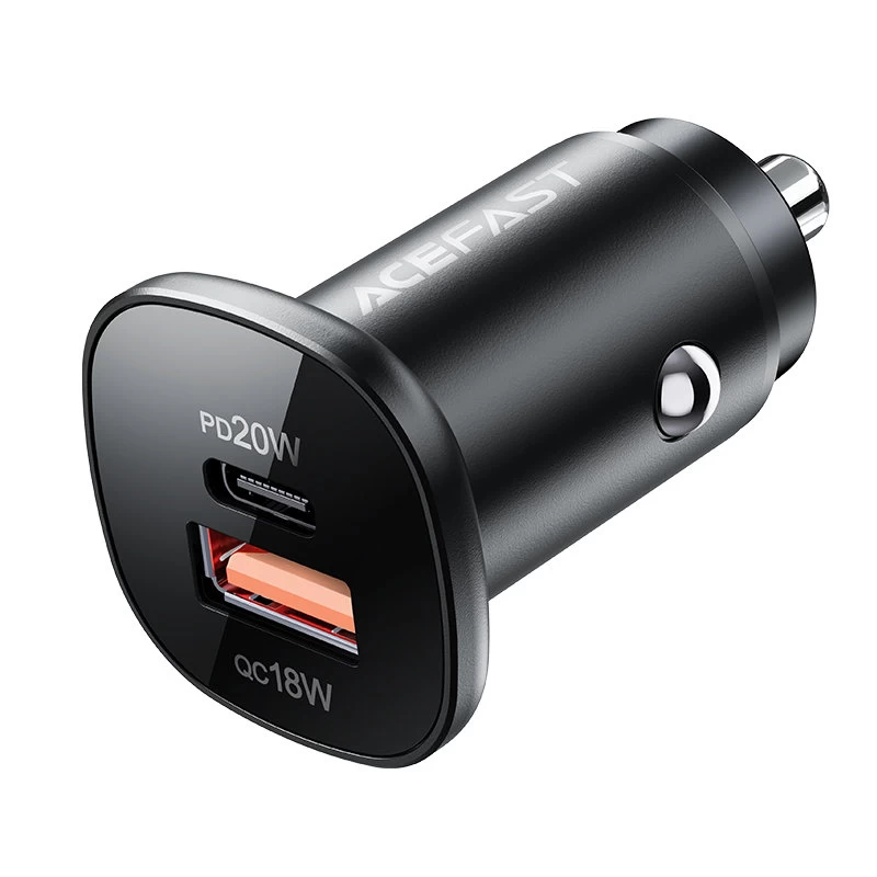 Automobilinis įkroviklis 38w Usb-c Usb Power Delivery Qc 3.0 Juodas