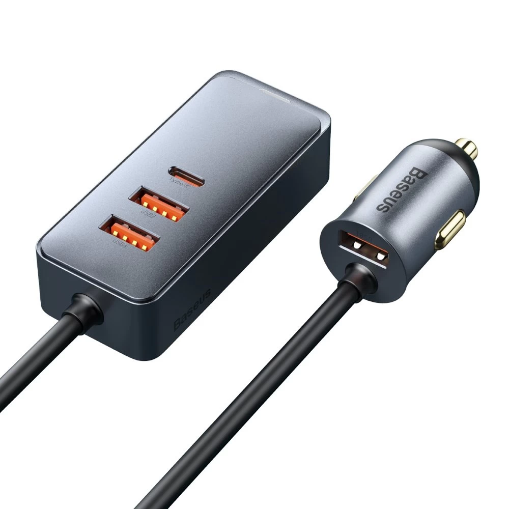 Automobilinis įkroviklis 3x Usb + Usb-c 120w Pps Qc Pd Pilkas