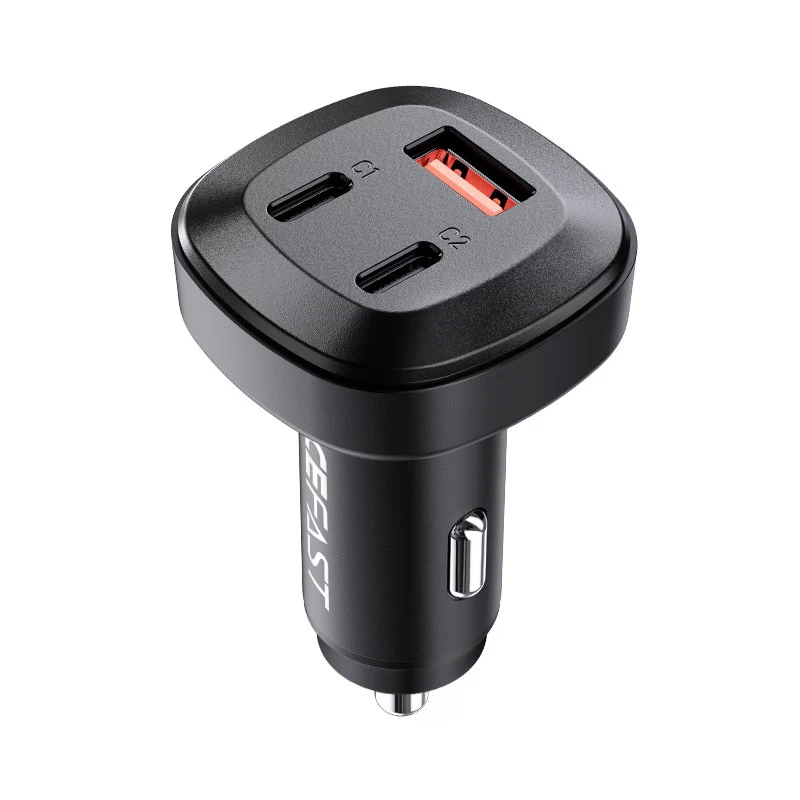 Automobilinis įkroviklis 66w 2x Usb-c Usb Power Delivery Qc 4.0 Juodas