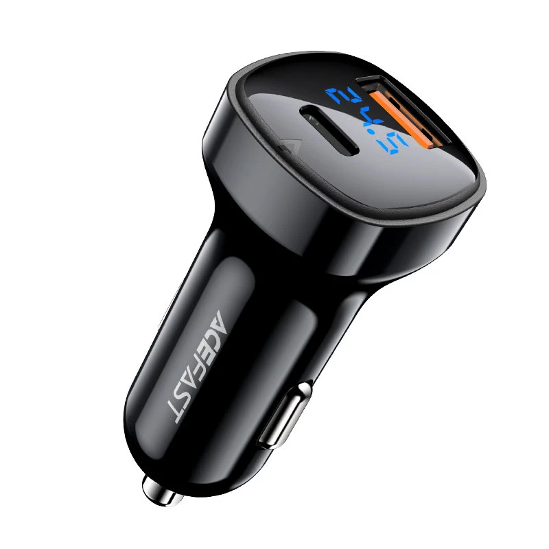 Automobilinis įkroviklis 66w Usb-c Usb Power Delivery Qc 4.0 Fcp Juodas