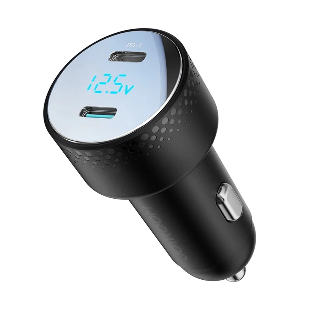 Automobilinis įkroviklis Su Led Ekranu 2x Usb-c 70w, Juodas