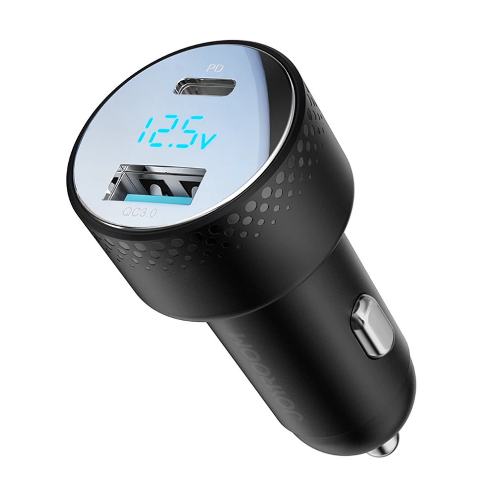 Automobilinis įkroviklis Su Led Voltmetru 53w Usb-c Usb Juodas