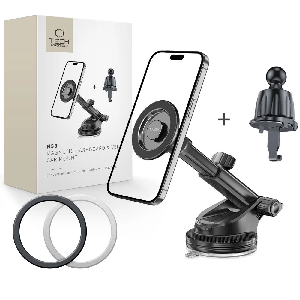 Automobilinis Išmaniojo Telefono Laikiklis Ant Priekinio Stiklo Grotelių magsafe N58 - Juodas