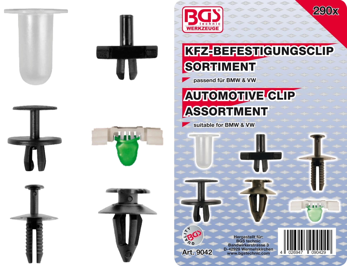 Automobilinis klipsų asortimentas BMW, VW | 290 vnt. (9042)
