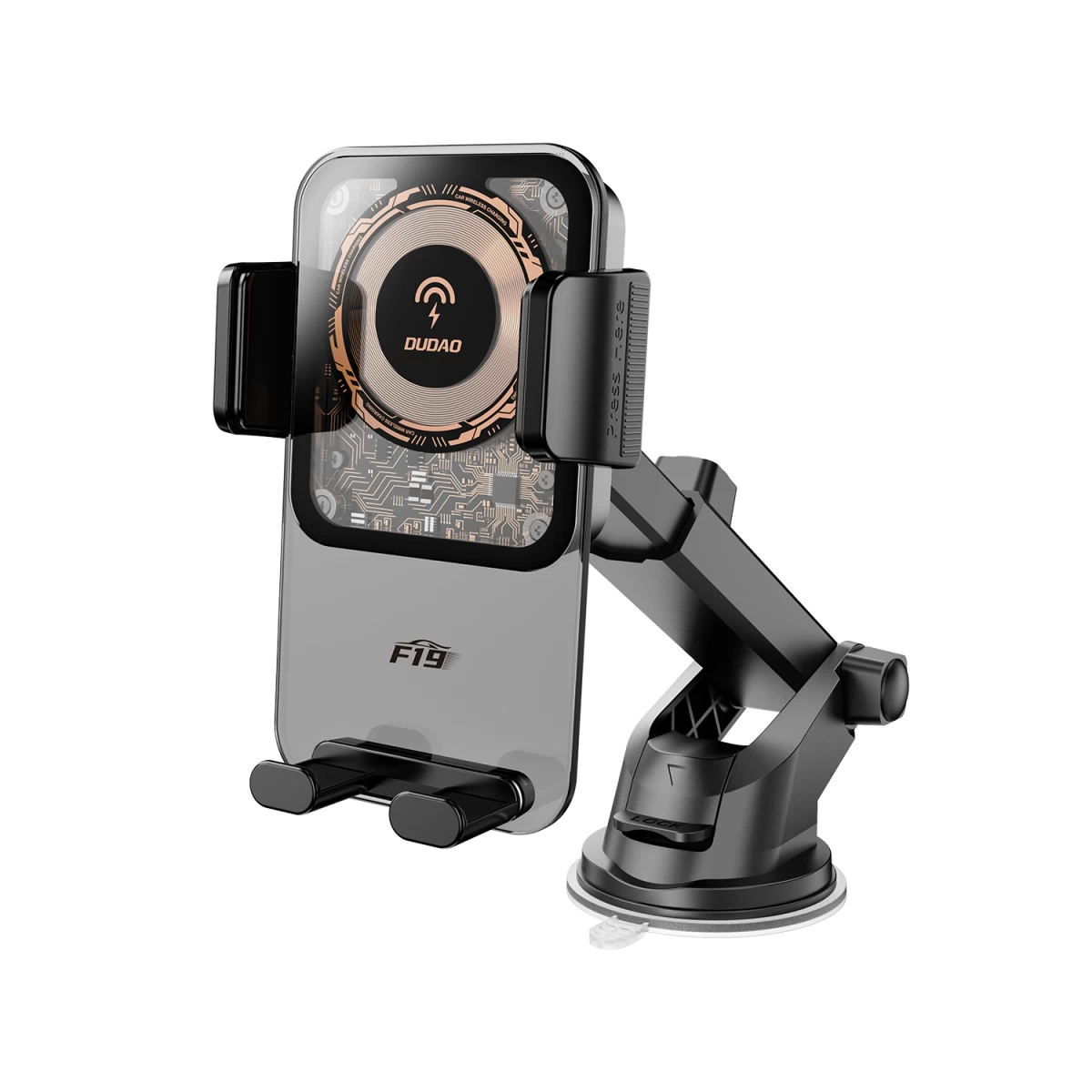 Automobilinis Laikiklis F19 Su 15 W Indukciniu įkrovikliu, Juodas
