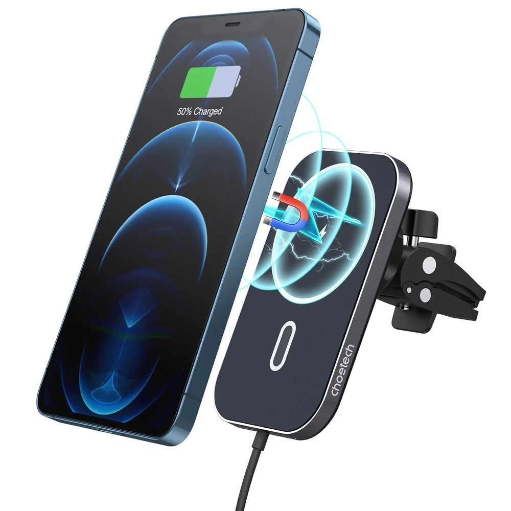 Automobilinis Magnetinis Laikiklis + Qi Indukcinis įkroviklis 15w Juodas