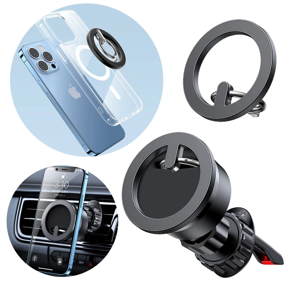 Automobilinis Telefono Magnetinio žiedo Laikiklis Juodas
