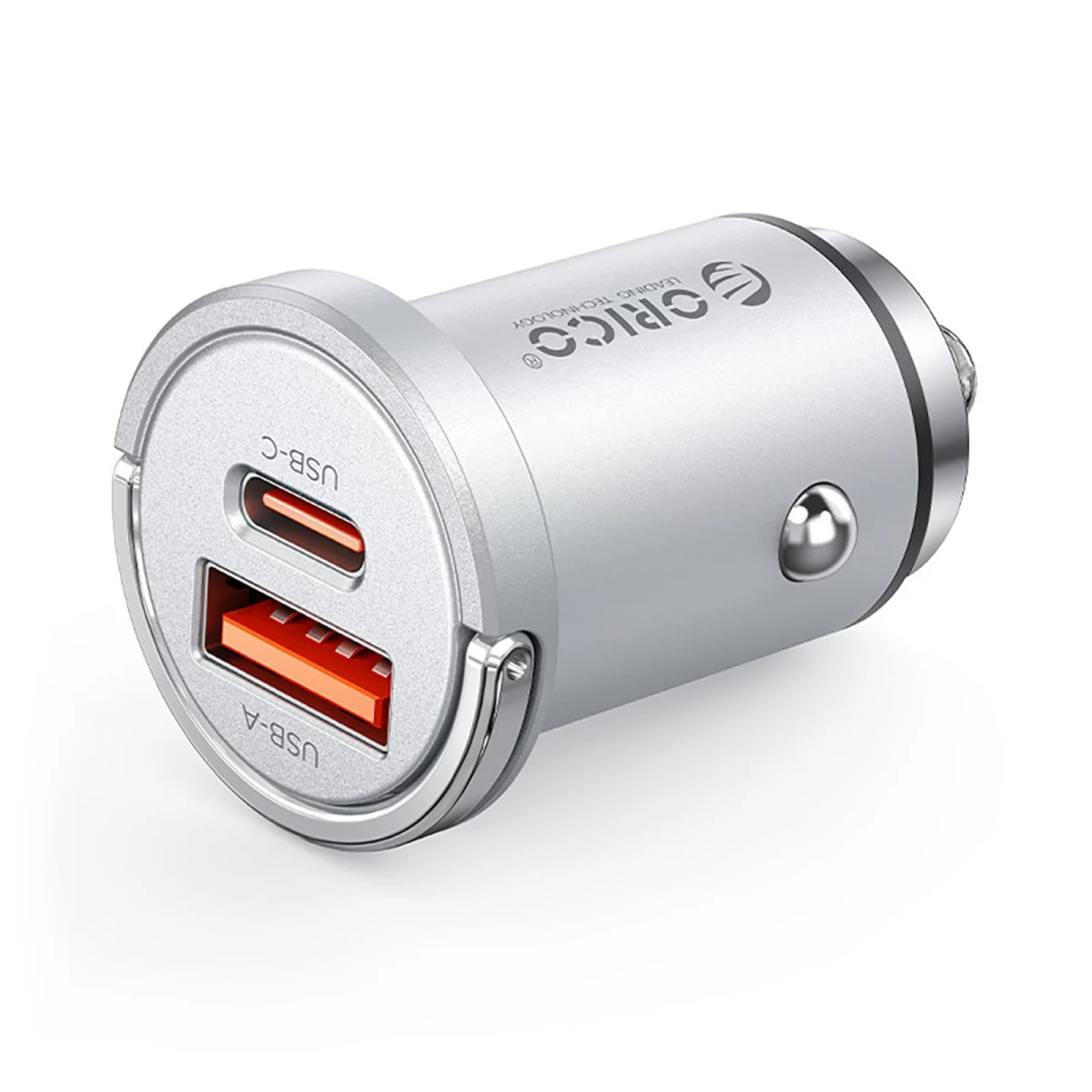 Automobilinis Usb-a Ir Usb-c įkroviklis, 45 W – Sidabrinis