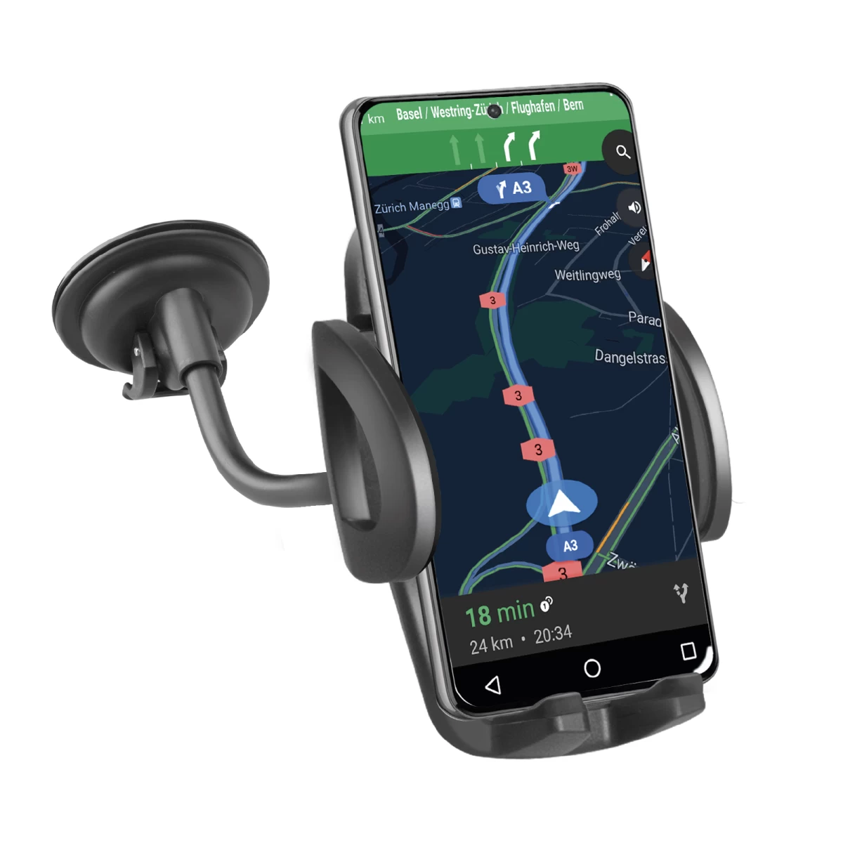 Automobilio Laikiklis Išmaniesiems Telefonams Iki 6,8&#039;&#039; Ant Priekinio Stiklo - Juodas