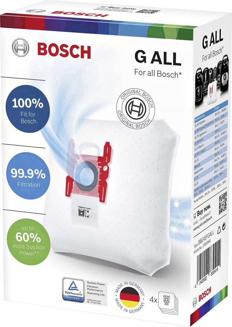 Bag for vacuum cleaner Bosch (Synthetic fiber; BOSCH BBZ 41FGALL; 4 pcs)
