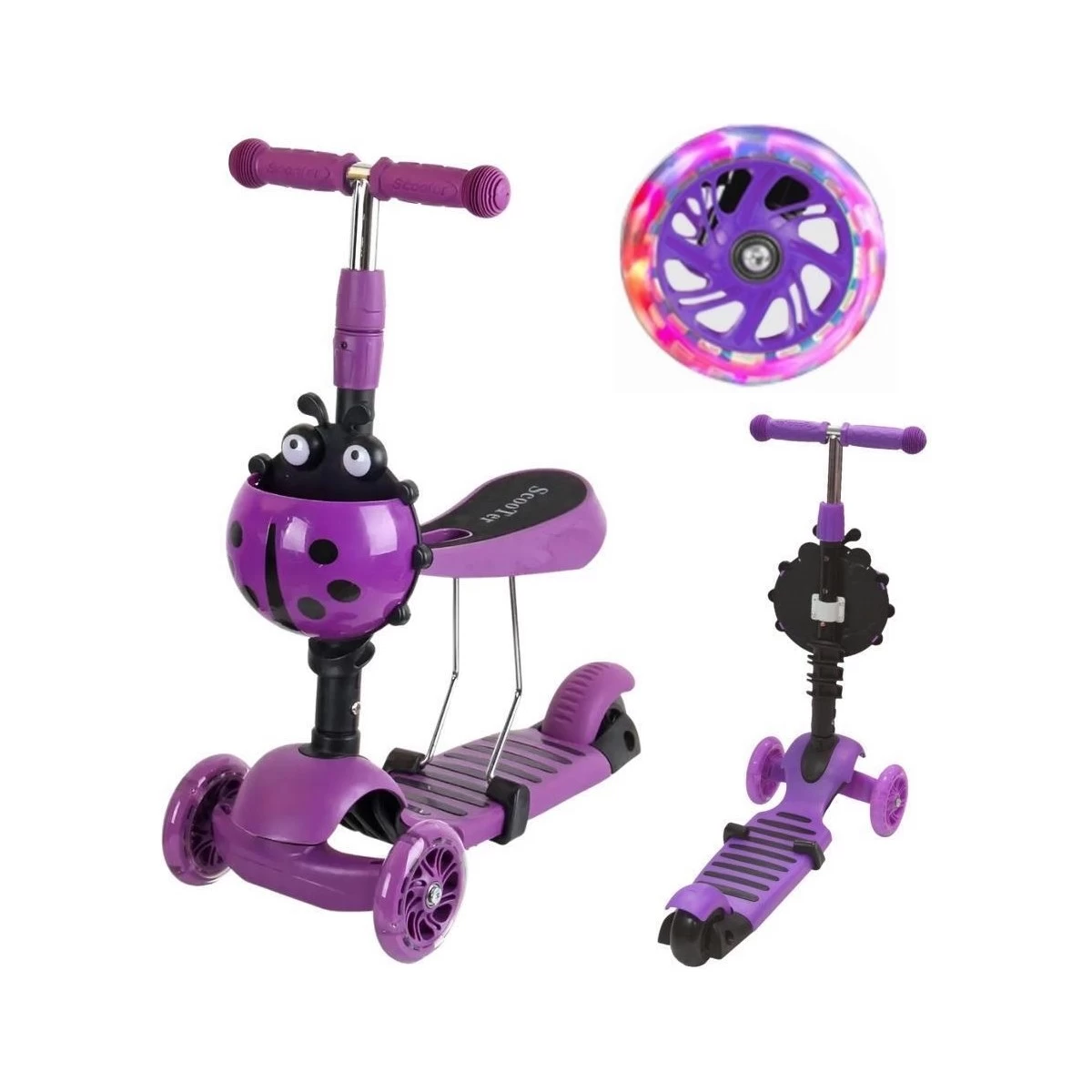Balansavimo Paspirtukas 3in1 Enero Ladybird Violet