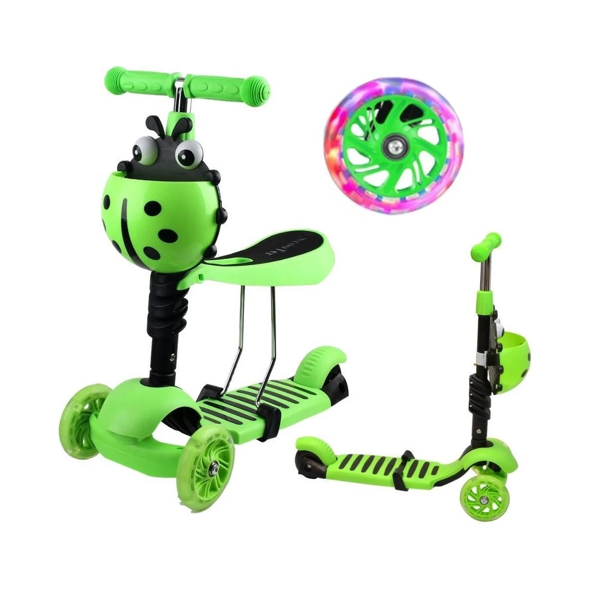 Balansinis Paspirtukas 3in1 Enero Ladybird Green