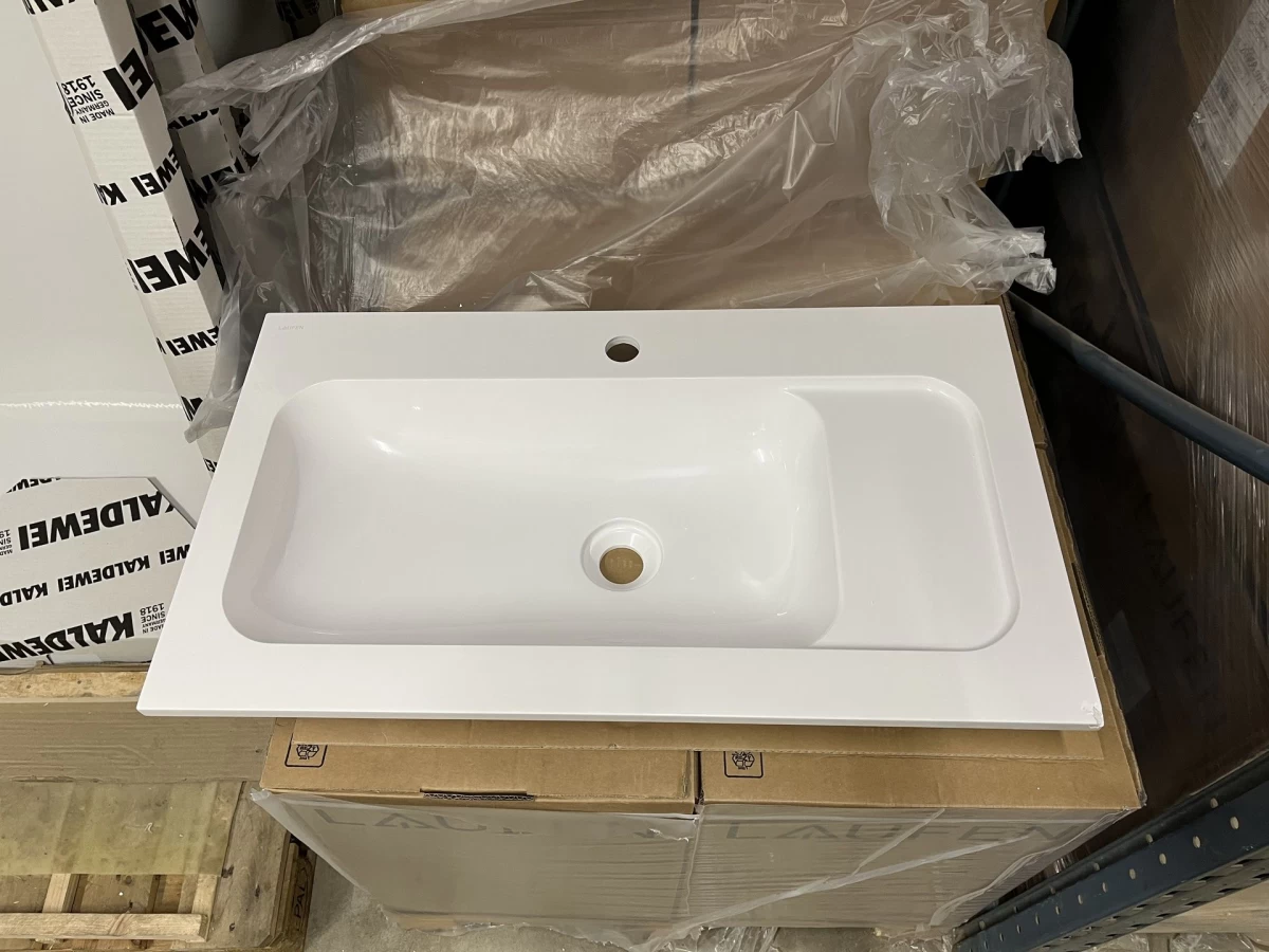 Baldinis praustuvas Laufen, 77x44cm, pagamintas iš Marbond, be perpylimo, baltas