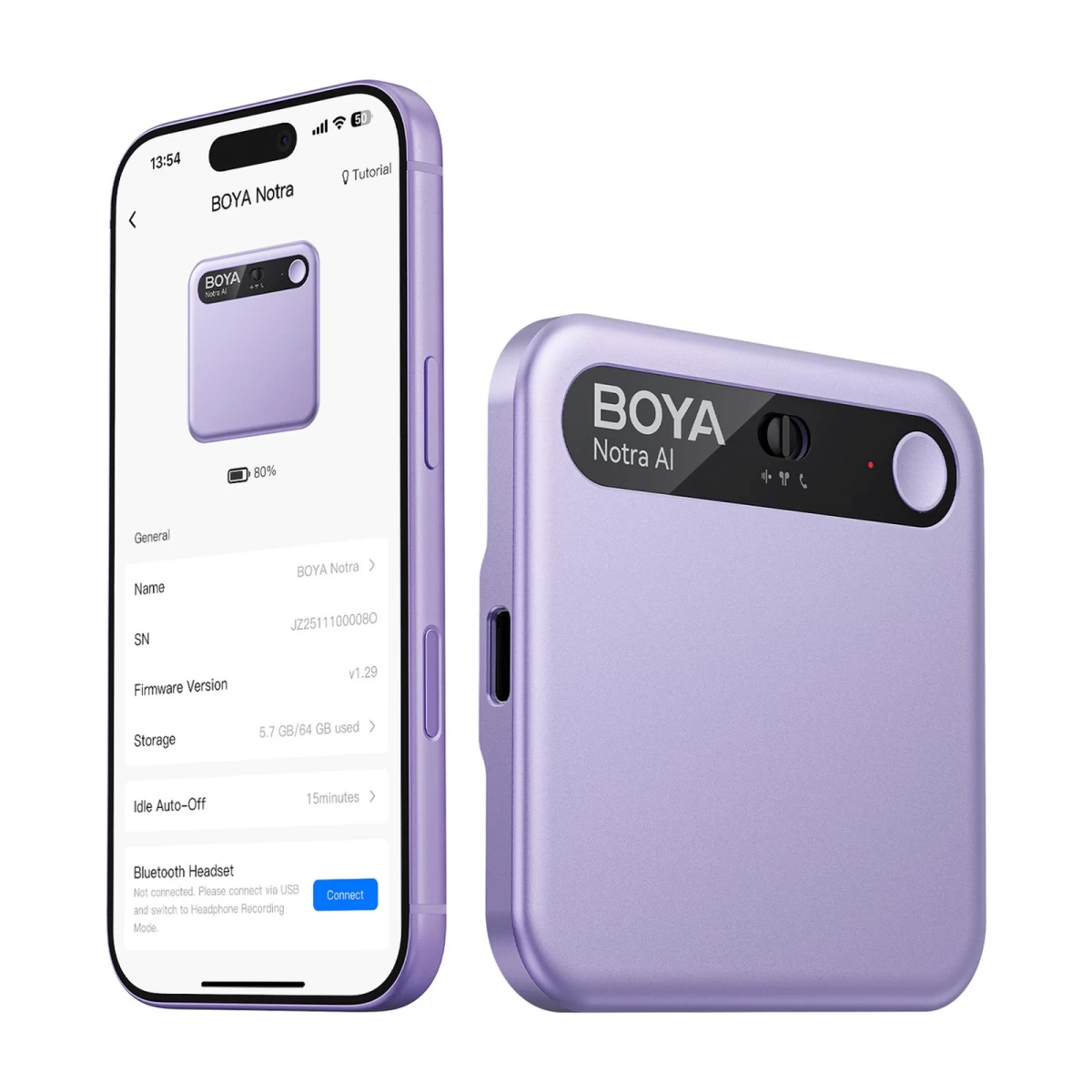 Balso Diktofonas Su Dirbtinio Intelekto Transkripcija 64 Gb 610 Mah - Violetinis