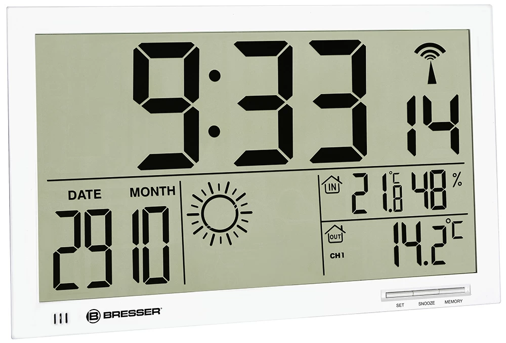 Baltas bresser Mytime Jumbo Lcd Sieninis Laikrodis