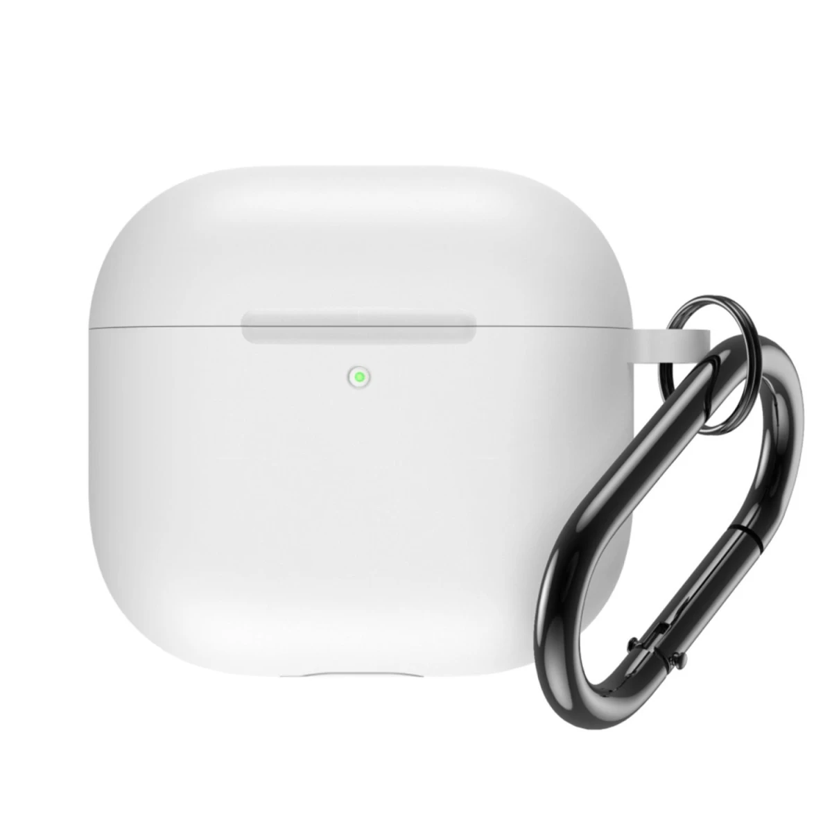 Baltas Silikoninis Dėklas airpods 4 Su Karabinu