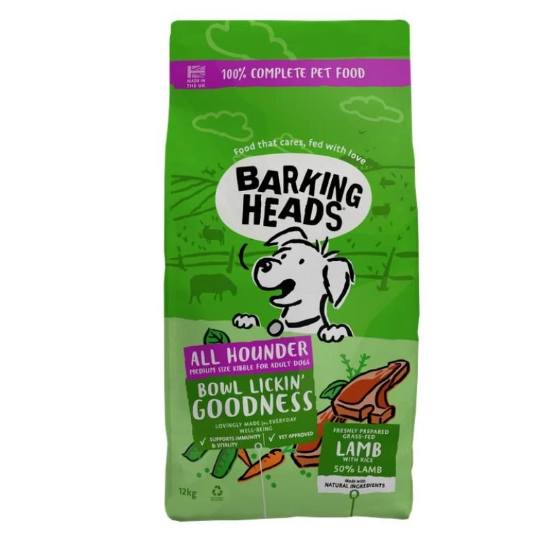 BARKING HEADS Bowl Lickin Goodness pašaras šunim su ėriena 12kg, E-BLM12