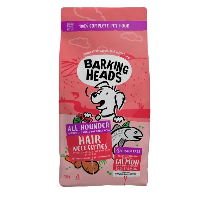 BARKING HEADS Hair Necessities Salmon pašaras šunims su lašiša 12kg, E-BSL12