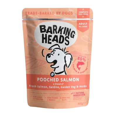 BARKING HEADS Pooched Salmon konservai šunims su lašiša 300g 10vnt, BWSL300
