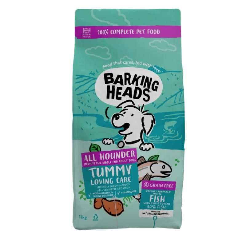 BARKING HEADS Tummy Lovin Care Fish šunims su žuvimi 12kg, E-BFS12