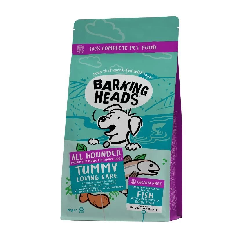 BARKING HEADS Tummy Lovin Care Fish šunims su žuvimi 2kg, E-BFS2