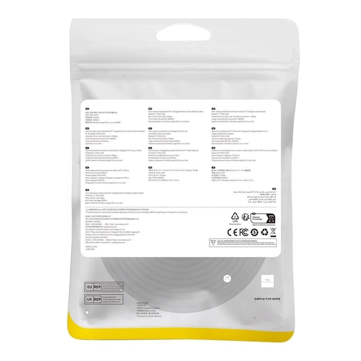 Baseus Didelės Spartos Interneto Kabelis Rj45 Cat.7 10gbps 0,5 M Pintas Juodas