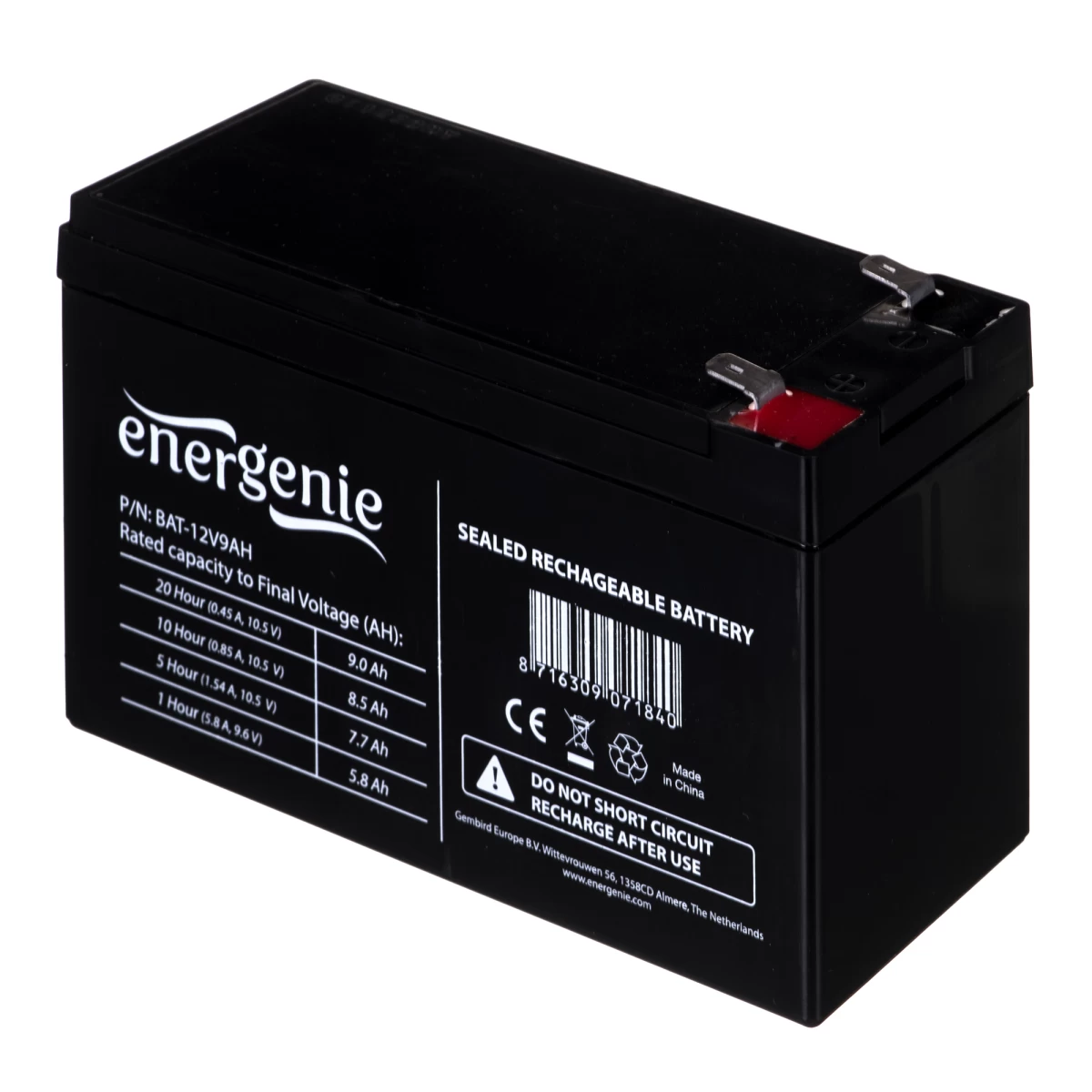 Battery universal GEMBIRD BAT-12V9AH (12V DC; 9000mAh)