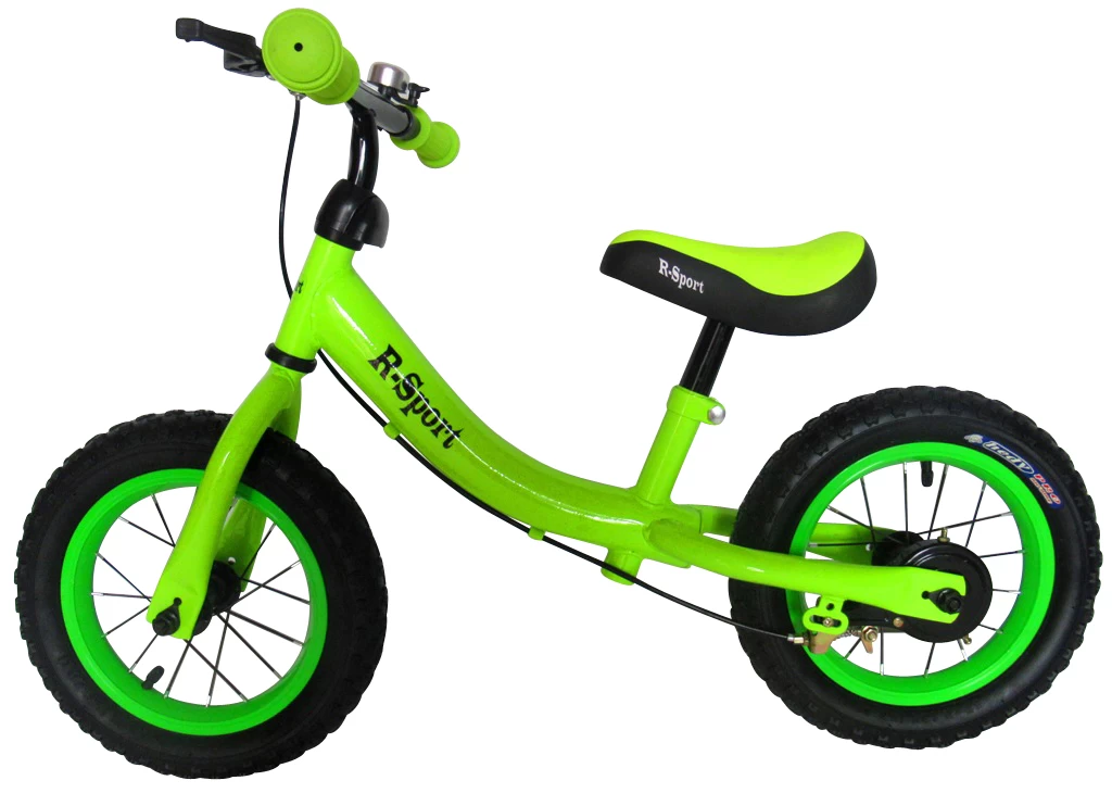 Bėgimo Dviratis R3 žalias R-sport 12&#039;&#039; Stabdžiai, Skambutis