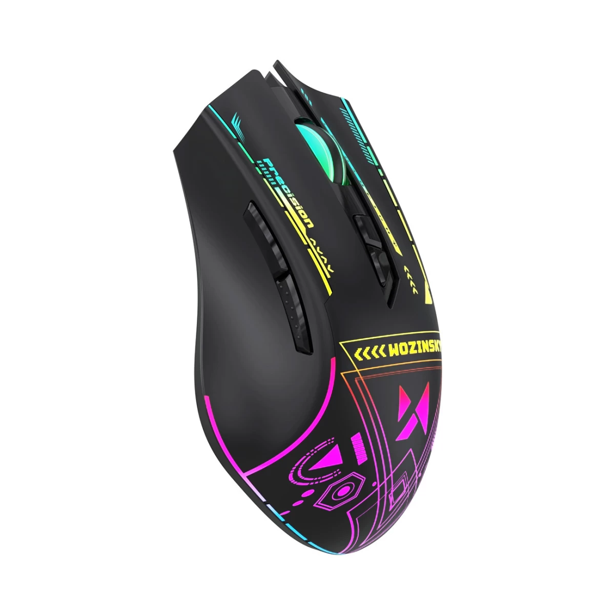 Belaidė žaidimų Optinė Pelė Su įkraunamu Rgb 3200 Dpi Apšvietimu - Juoda