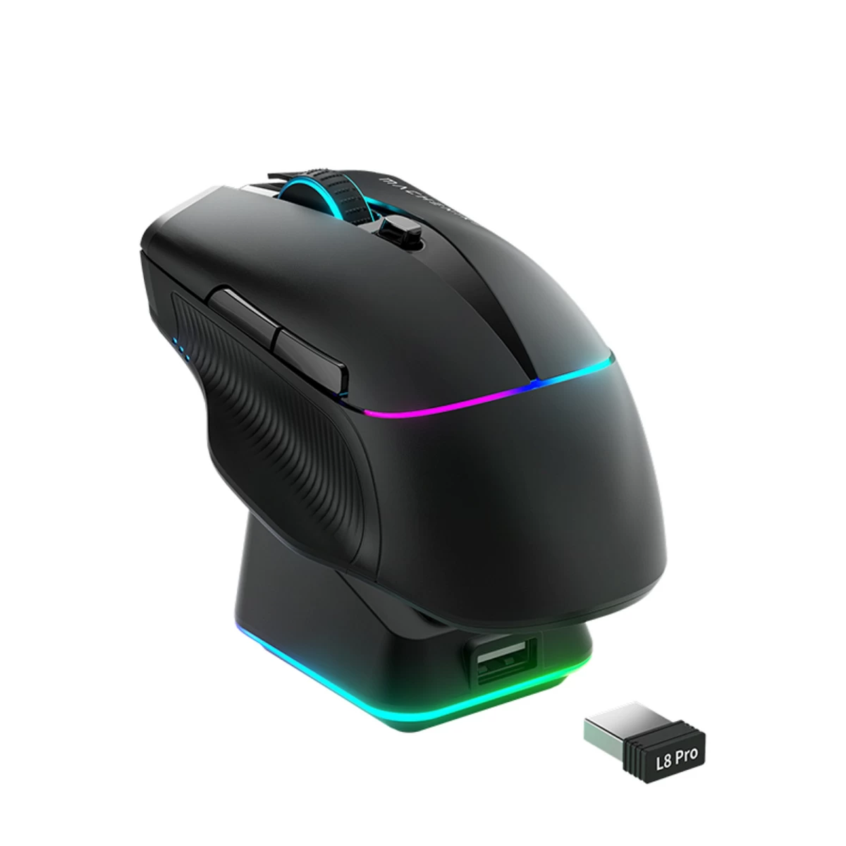 Belaidė žaidimų Pelė Su įkrovimo Stotele l8 Pro - Juoda