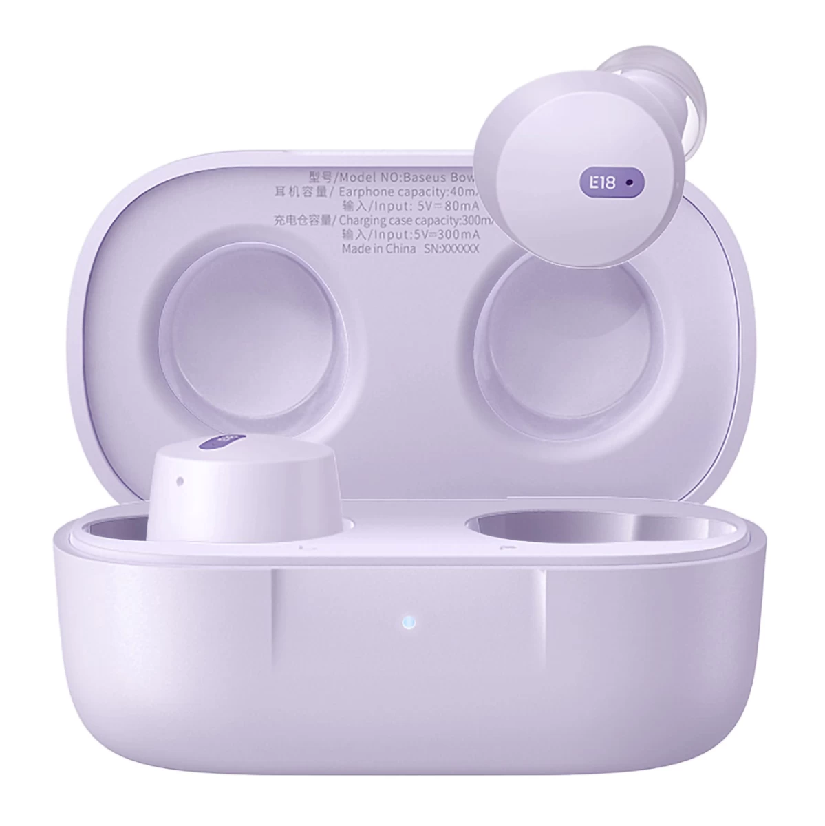 Belaidės Ausinės Bowie E18 Tws Enc Ipx4 Usb-c Violetinės Spalvos