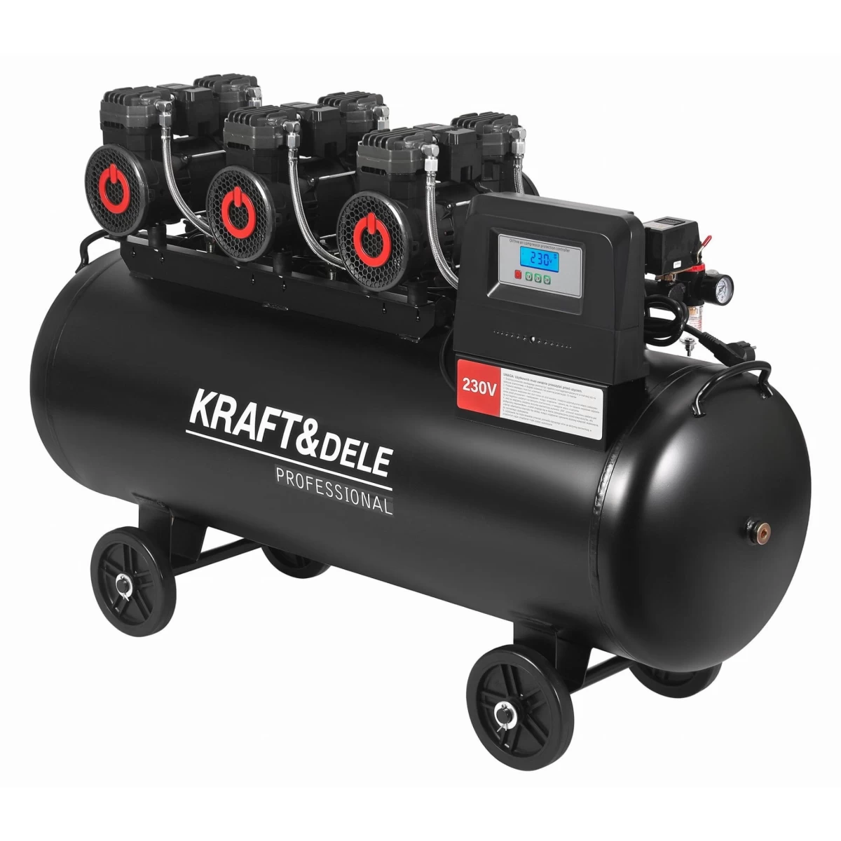Betepalinis oro kompresorius 200L 3x2200W + separatorius ir manometras su glicerinu KD4084
