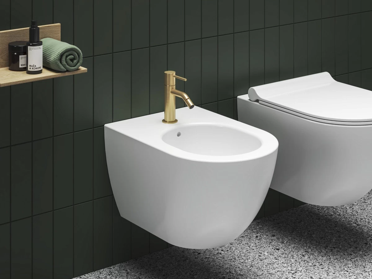 Bidė maišytuvas 154 mm be dugno vožtuvo Ravak ES 056.60GLB, šlifuoto aukso, X070605