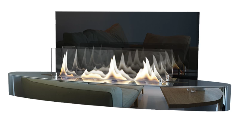 Bio židinys Ebios-fire Elipse Wall, chromas, 34 m2, 3,4 kW