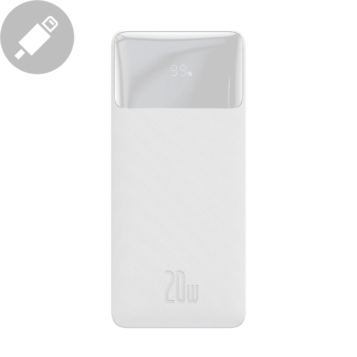 bipow Greito įkrovimo 30000 Mah Usb-a Microusb Kabelis 0,25 M, Baltas