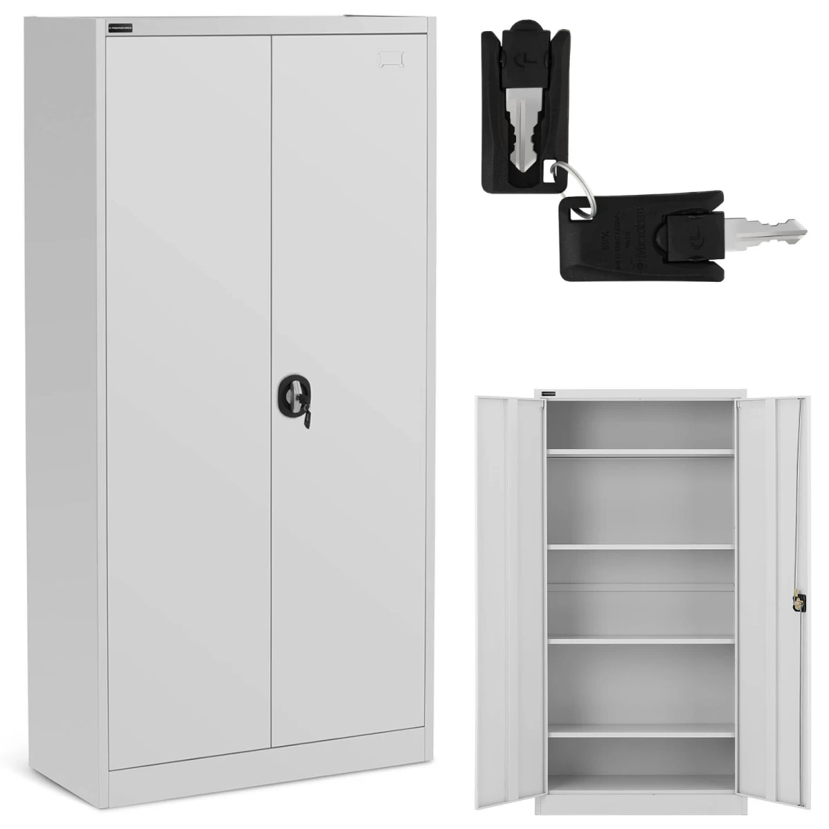 Biuro Metalinė Spinta Dokumentams 4 Lentynos Su Varstomomis Durimis 180 Cm Aukščio Grey Biuro Metalinė Spinta Dokumentams 4 Lentynos Su Varstomomis Durimis 180 Cm Aukščio Grey