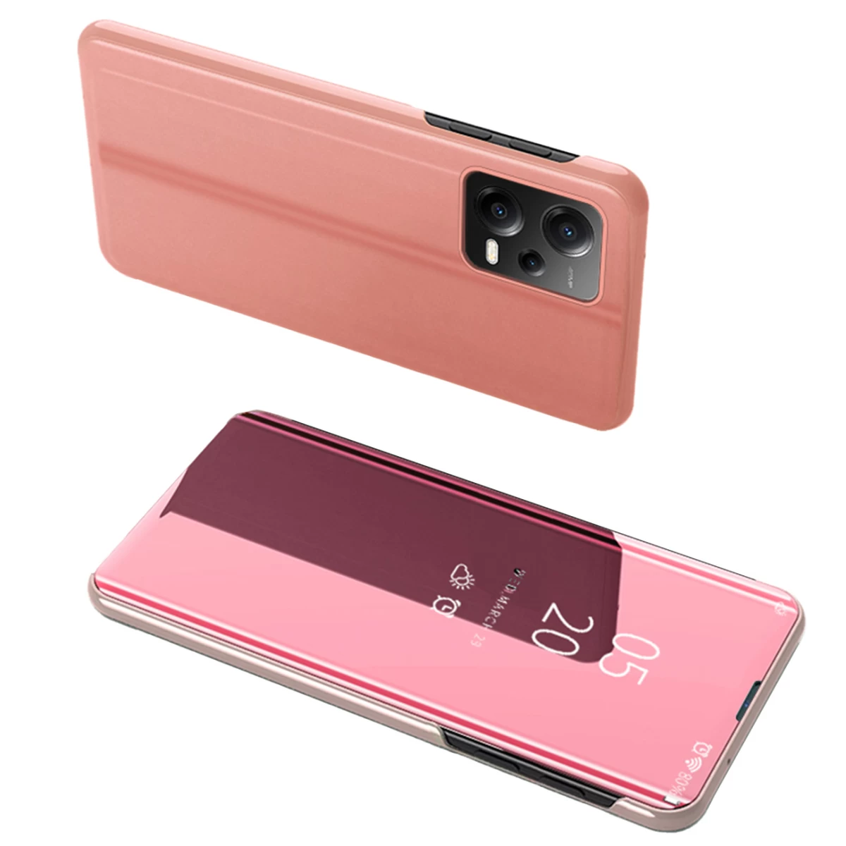 Blizgus Apverčiamasis Dėklas, Skirtas xiaomi Redmi Note 12 5g / poco X5 Pro 5g Clear View Case, Rožinės Spalvos