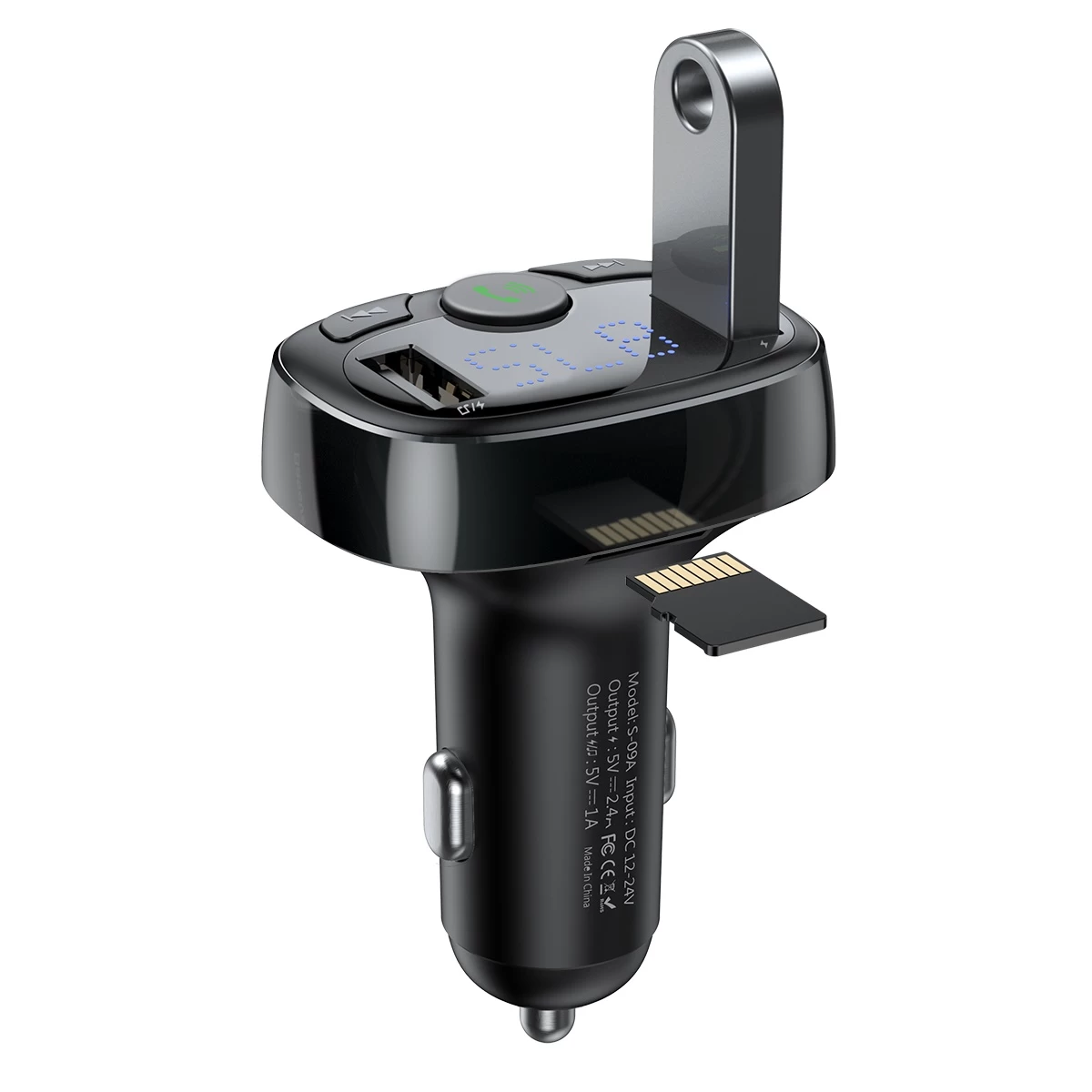 bluetooth Fm Siųstuvas Tf Kortelė Sd Automobilinis įkroviklis 2x Usb Juodas