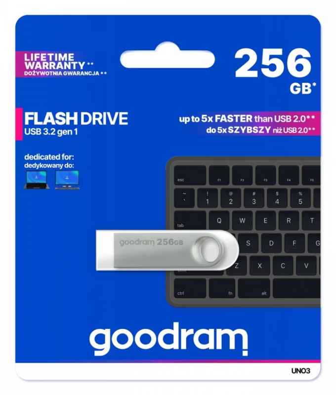 Blykstė Goodram Uno3-2560s0r11 (256 Gb / Sidabrinė)