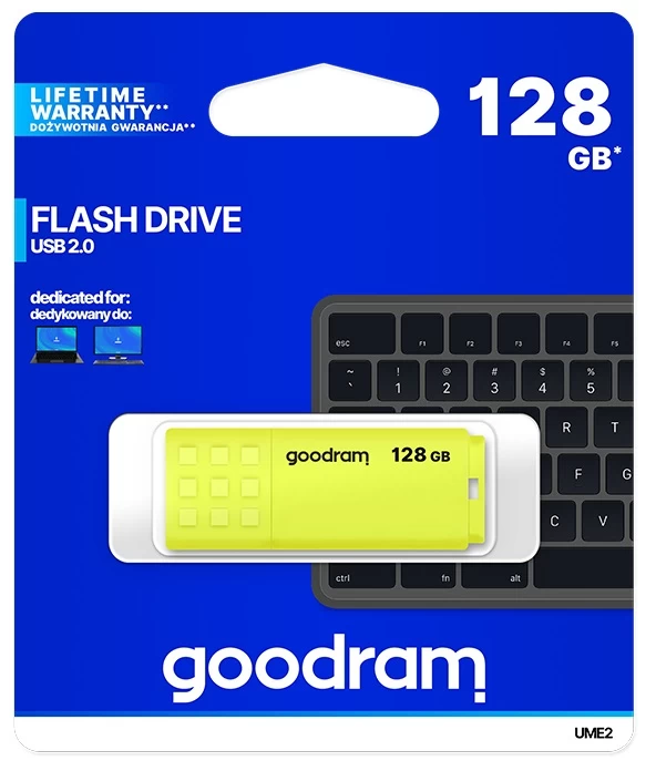 Blykstės Atmintinė Goodram Ume2 128 Gb Yellow (128 Gb /usb 2.0 /yellow )