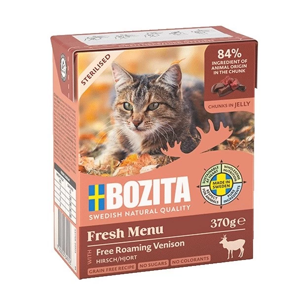 BOZITA Fresh Menu Sterilised šlapias kačių maistas su elniena, 370g
