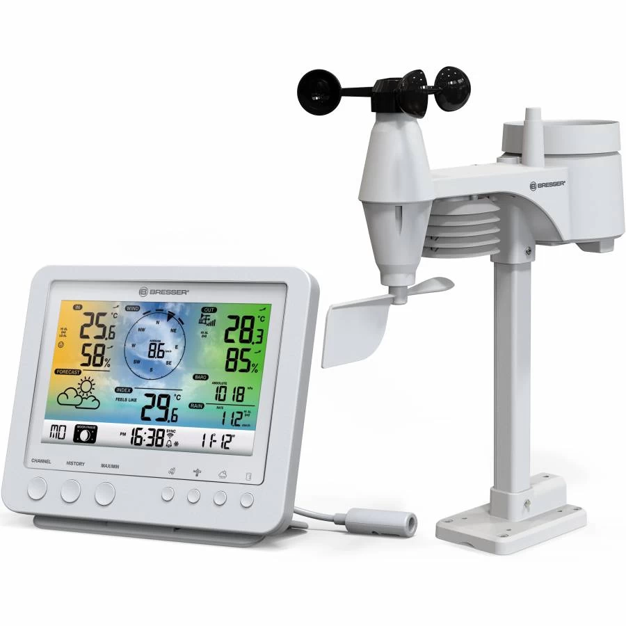 bresser 5-in-1 Wi-fi Meteorologinė Stotelė Su Spalvotu Ekranu, Balta bresser 5-in-1 Wi-fi Meteorologinė Stotelė Su Spalvotu Ekranu, Balta