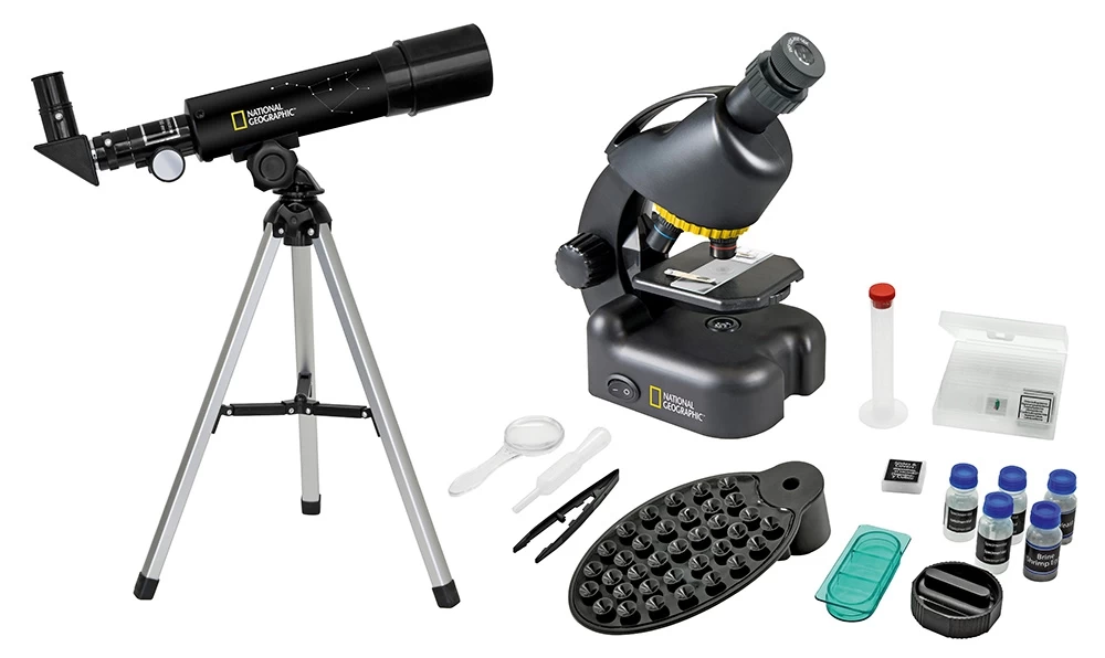 bresser National Geographic Rinkinys: 50/360 Az Teleskopas Ir 40x-640x Mikroskopas