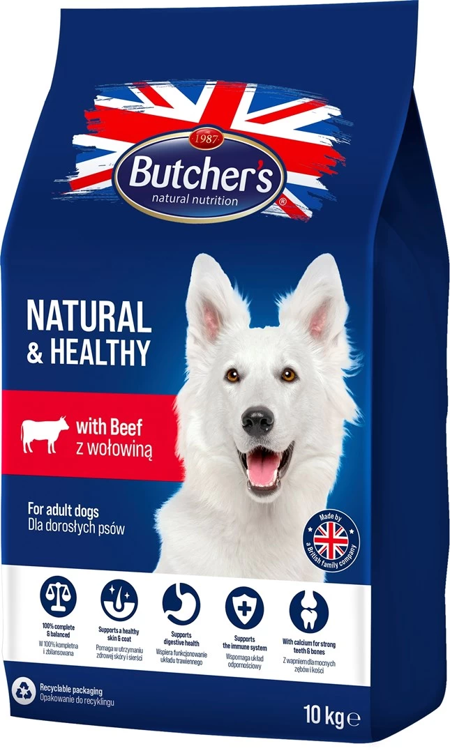 BUTCHER'S Natural&amp;Healthy with beef - dry dog food - 10 kg