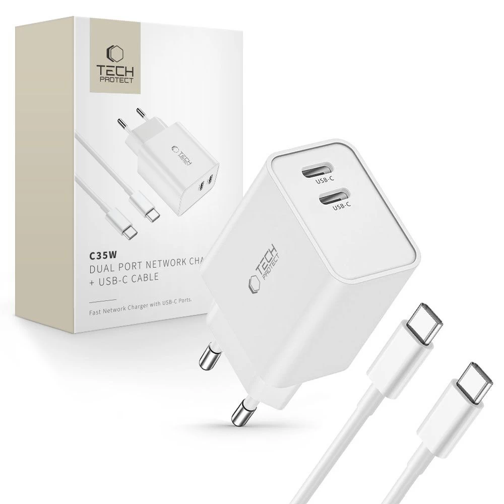 C35w 2x Usb-c Tinklo įkroviklis Su 35 W Usb-c Kabeliu - Baltas