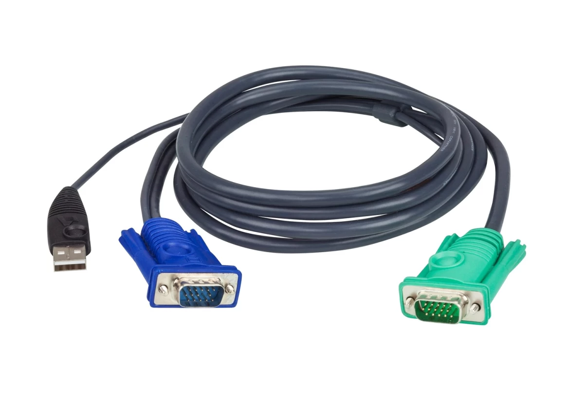 Cable ATEN 2L-5202U (2m; D-Sub (VGA) M - D-Sub (VGA) F; graphite color)